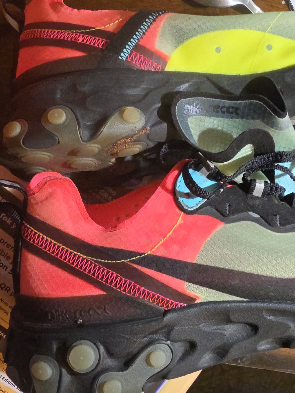 Nike Bright Coral & Olive Green React Sneakers